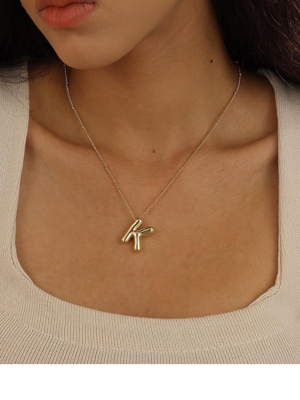 Gold Initial 'K' Necklace